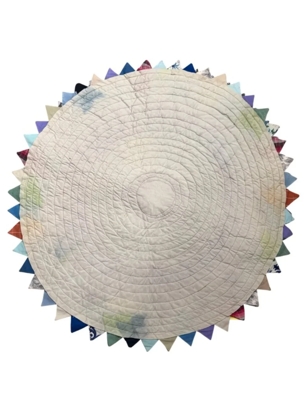 Vintage Handmade Quilted Rug Doormat Mat Multicolor 3D Patchwork Design